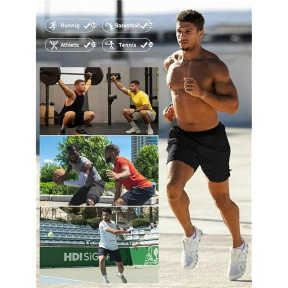 Mens Athletic Running Shorts Quick Dry Workout Gym Tennis Hiking Zipper Pockets - Picture 5 of 6